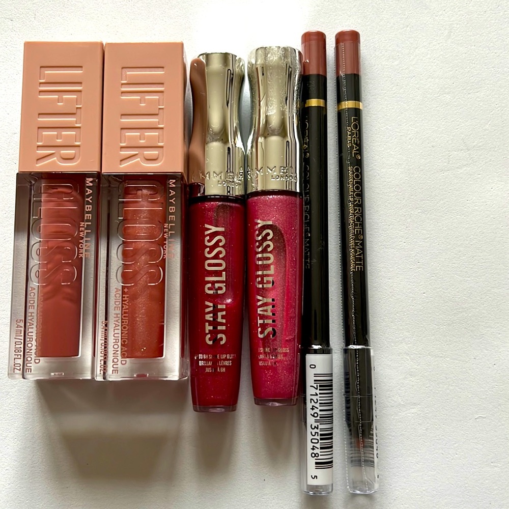 Lot of 6 NEW Maybelline, L’oreal Paris and Rimmel Lip products